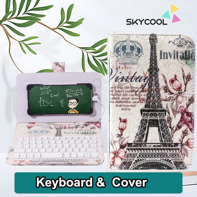 Casing Ponsel Keyboard dan Kit Mouse Pengoperasian yang Mudah dengan Penutup PU Dudukan Ponsel untuk Game Kantor Obrolan Hadiah Terbaik