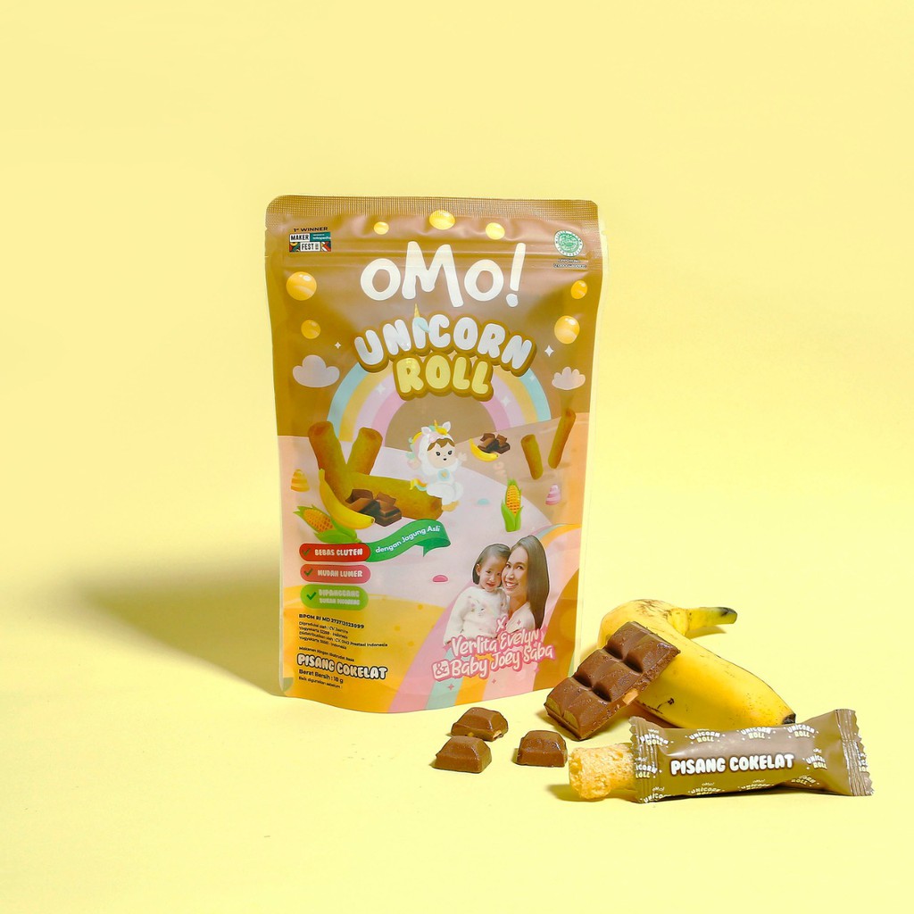 OMO! UNICORN ROLL CHOCO BANANA - Snack Sehat Bayi 12 Bulan++