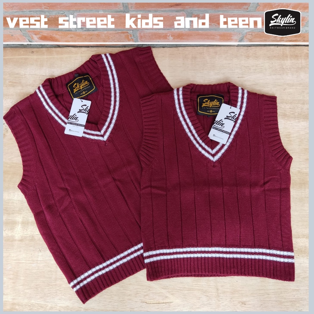 Vest Street Kids Knit Premium - Rompi Rajut Remaja dan Sekolah Anak SD 6 sd 12 tahun