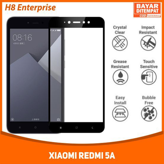 TEMPERED GLASS 5D FOR XIAOMI REDMI 5A FULL COVERAGE FULL LEM NO PELANGI NO GELEMBUNG UDARA