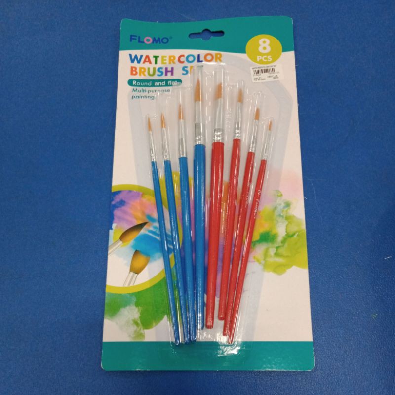 

Watercolour Brush Set 8 Pcs Round + Flat