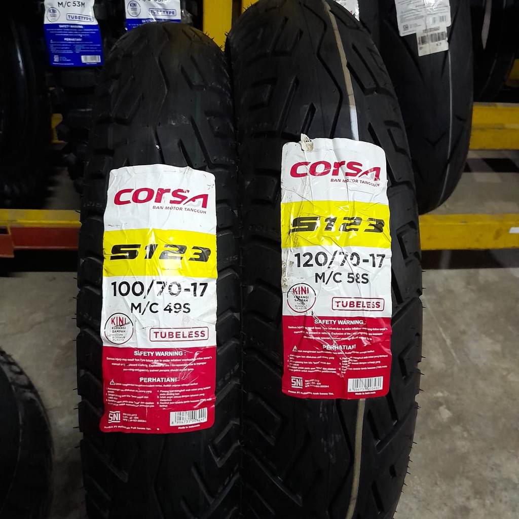 Paket Ban motor sport Corsa S123 100 70 &amp; 120 70 17 tubeless