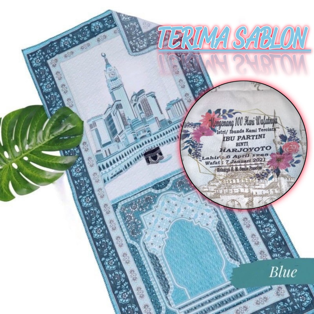 Sajadah Saten Plus Sablon Minimal 50pcs