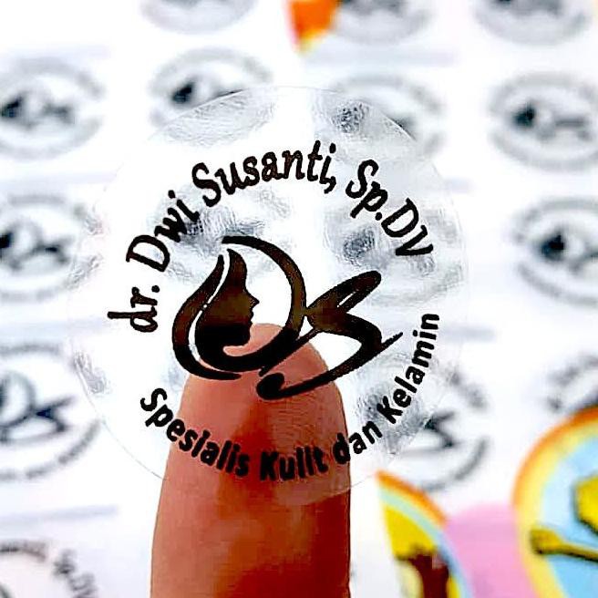 

*JUAL* label nama waterproof / sticker anti air Transparan Bulat Murah