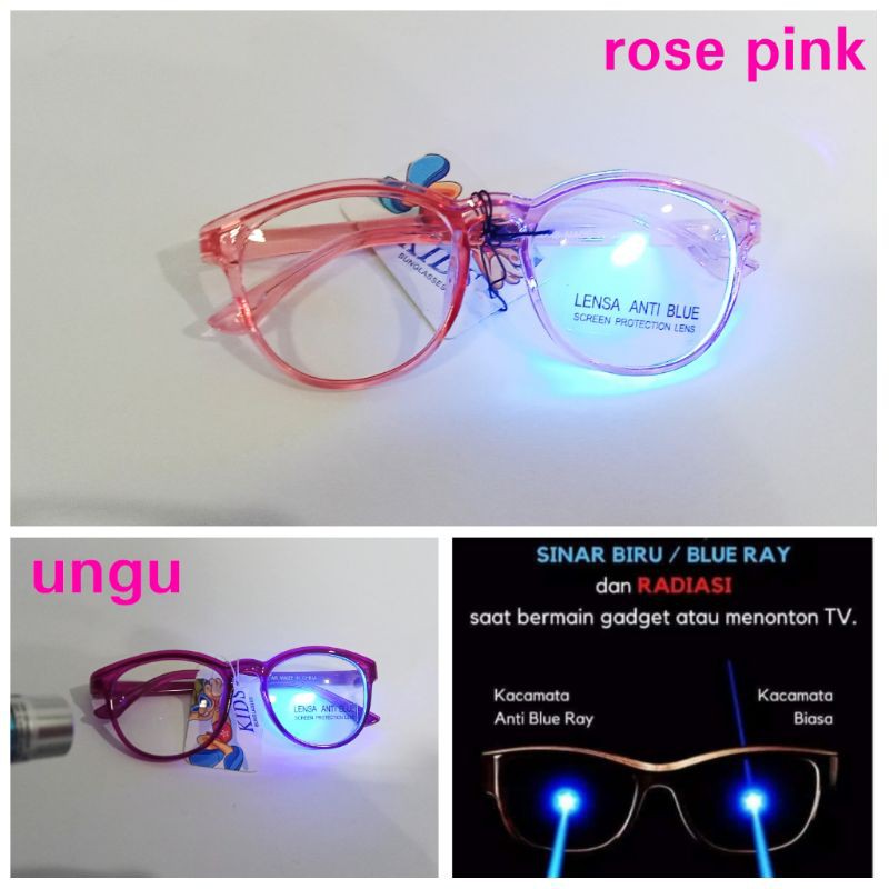 Kacamata anak perempuan bening lensa anti blue radiation kaca mata screen protection lens sinar biru