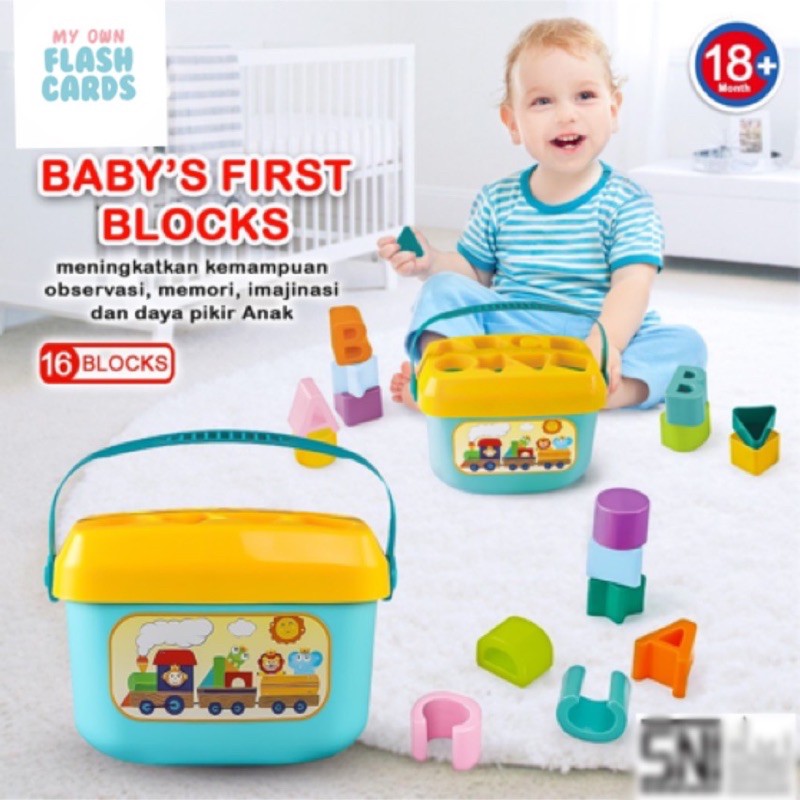 Baby Blocks Puzzle Box - Mainan Edukasi Anak - Bayi Toddler - Education Toy Myownflashcards Busy Box