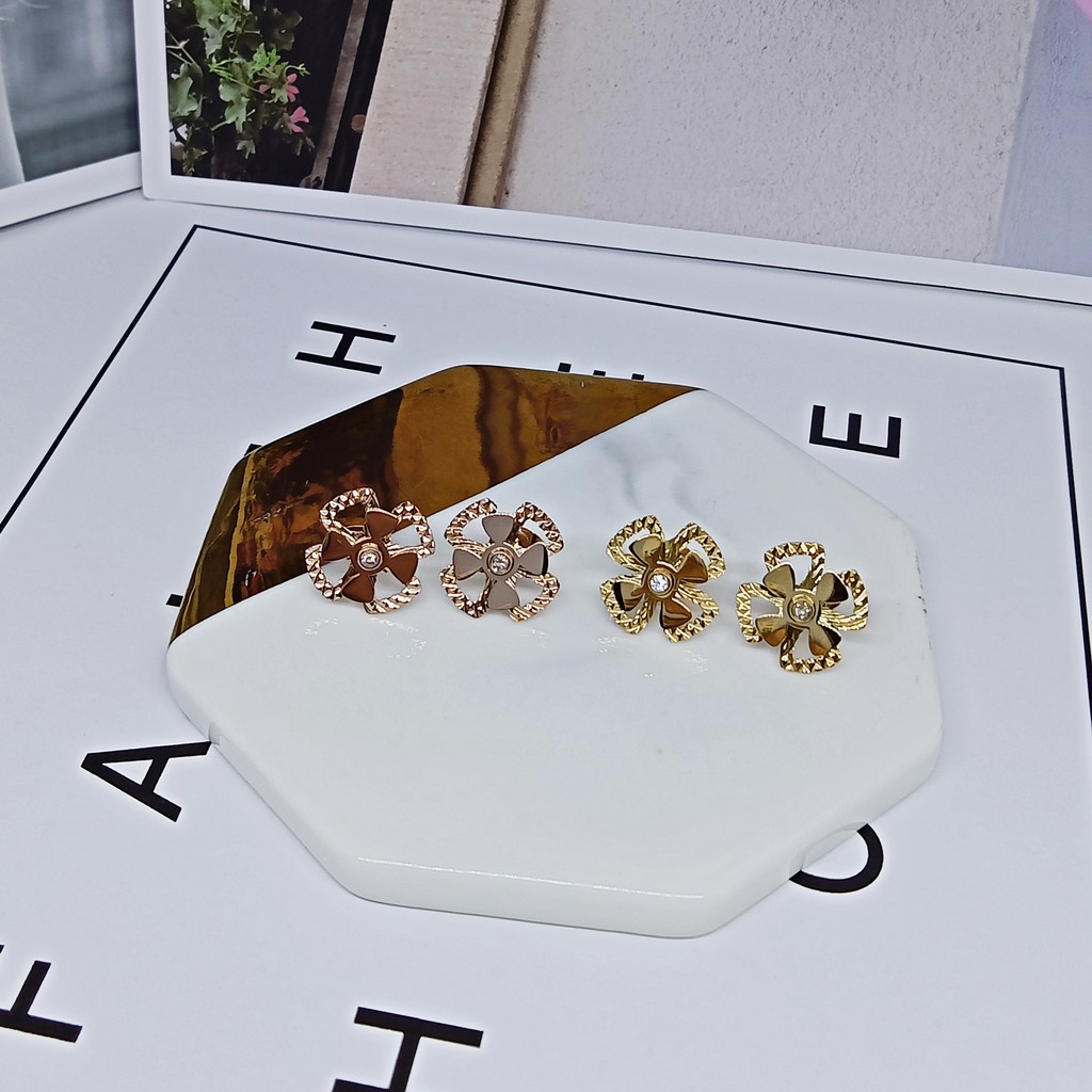 Anting Tusuk Titanium Putar Kipas Fashion Rose Gold - BE360