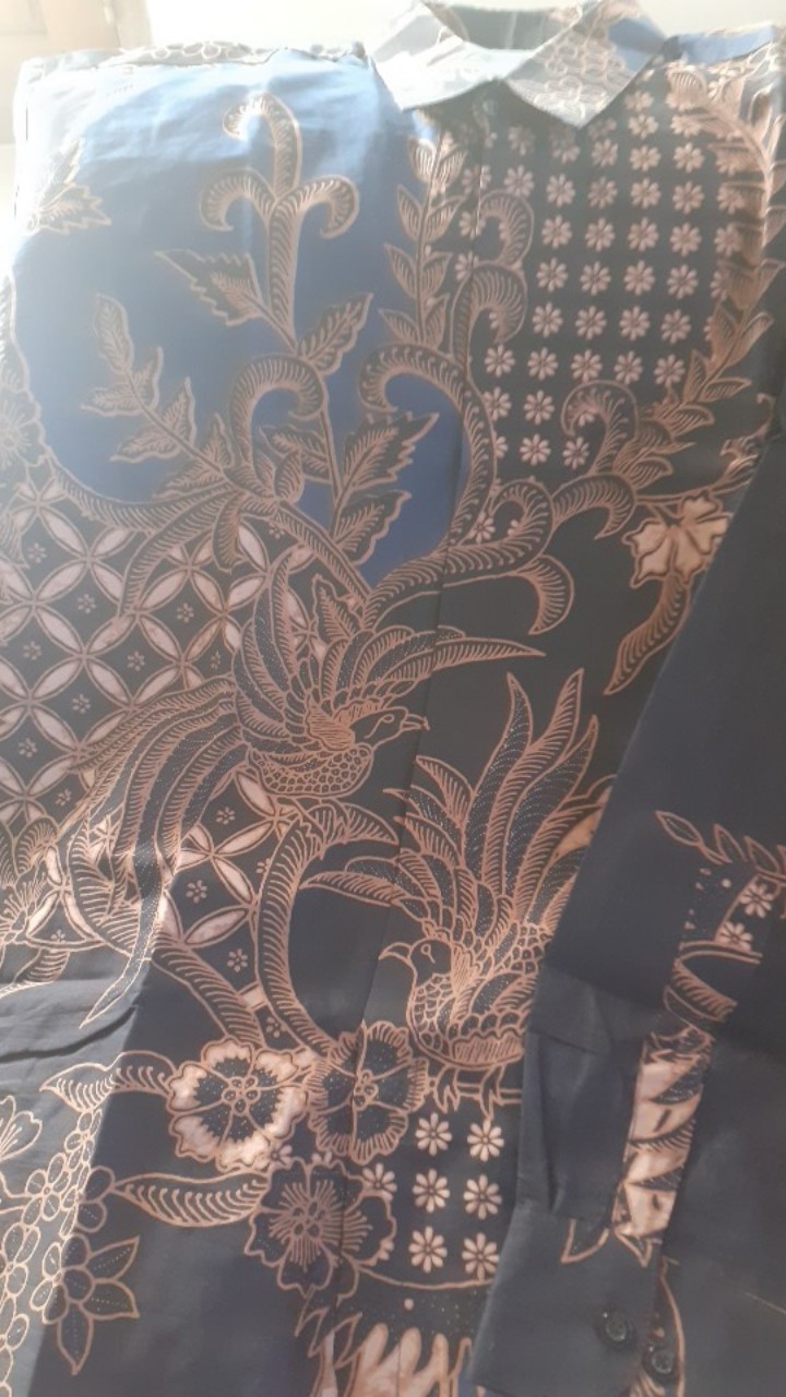 Proboseto Biru Kemeja Batik Pria Full Furing Bahan Katun Cabut Primisima