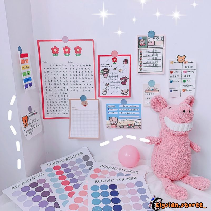 

[ELYSIAN STORE] Sticker Dot Round Warna Shades Olive Love Letter Stickers Dot