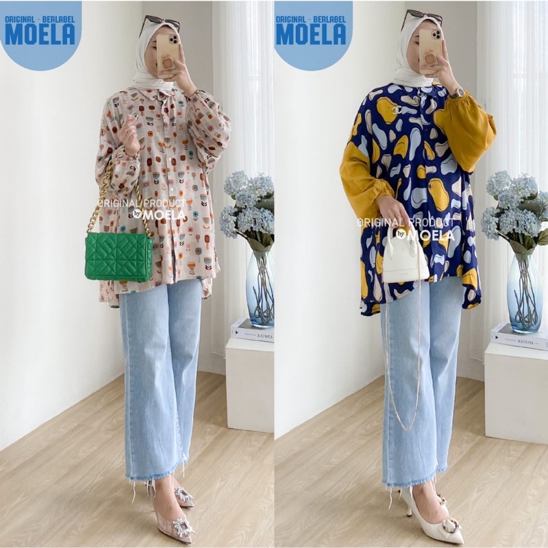 OVERSIZE BLOUSE BIATI BULBI ORI MOELA KEMEJA WANITA KEKINIAN ATASAN WANITA KEMEJA KERJA WANITA BUSUI