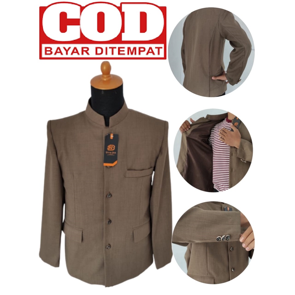 Jasko Polos Saku Depan Jas Koko Pria Coklat Milo Wol Novus Merek Bescap Tasik Baju Muslim Pria