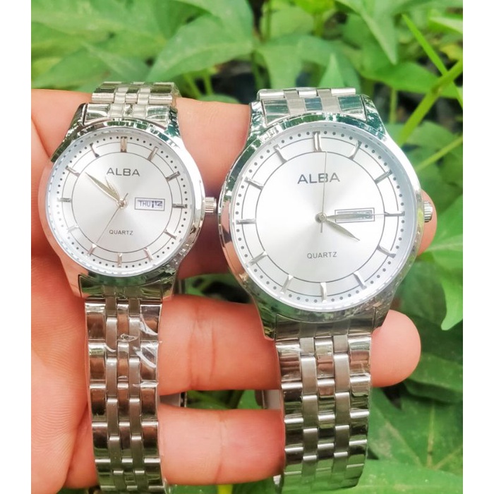 TERKEREN!!! Jam Tangan  ALBA CLASIC Couple || Tanggal dan hari aktif || watter resistant