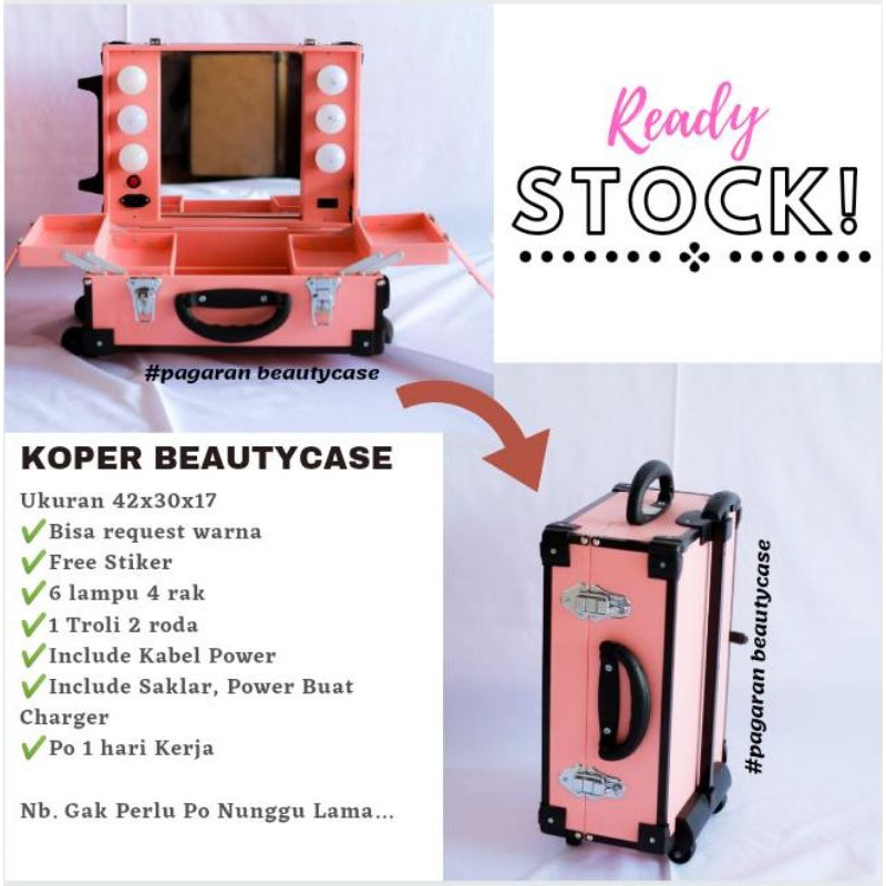 BEAUTYCASE/KOPER MAKEUP MINI 6 LAMPU 4 RAK