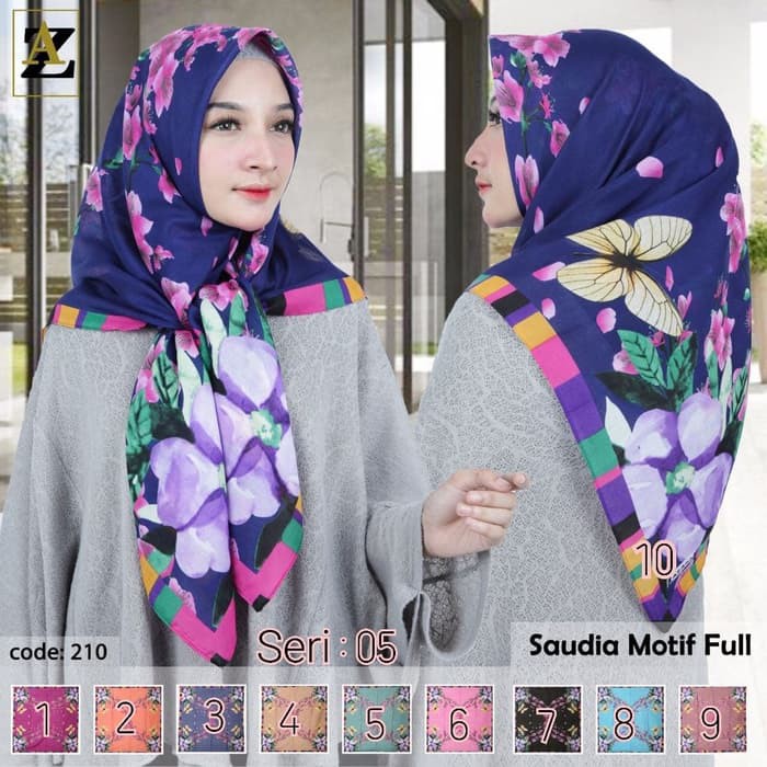 Jilbab Segi Empat Saudia Voal Motif by AZARA - seri : 05