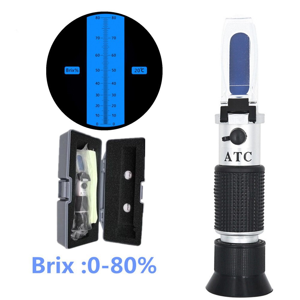 

Refractometer Brix 0-80% Sugar Gula Sirup Juice Refraktometer 0-80 Madu Buah Jus Fruit Wine Maple 80