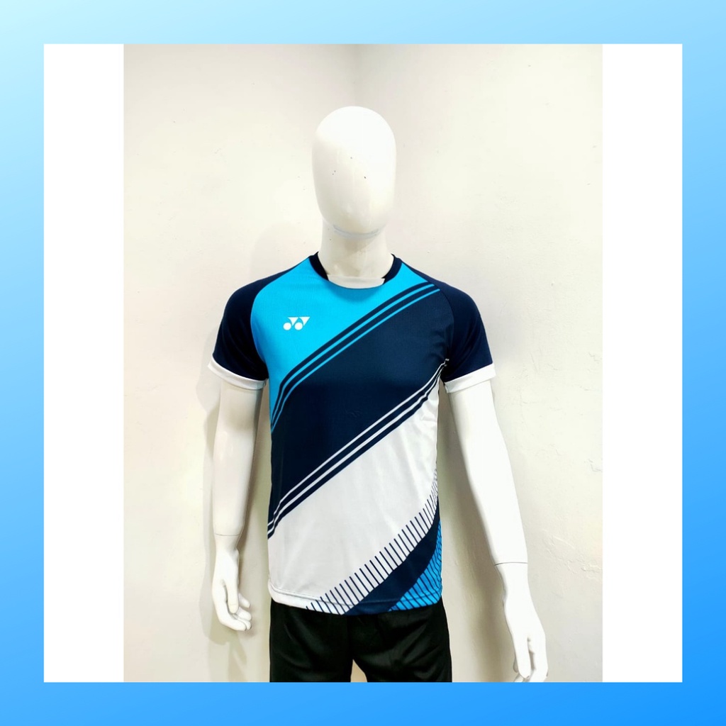 Kaos badminton pria jersey bulutangkis baju atasan jersy wanita dewasa t-shirt outfit seragam kostum olahraga casual suit pakaian jarsey oblong apparel sports jersi sudirman cup bulu tangkis Y162 navy polos