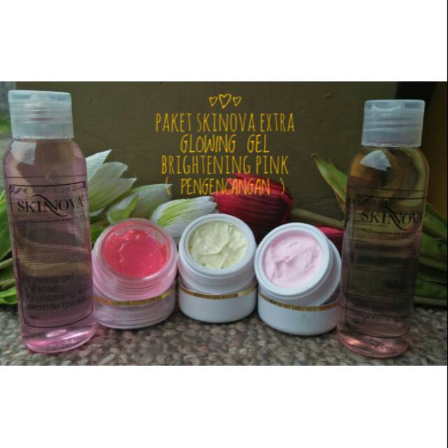 PAKET SKINOVA EXTRA GLOWING GEL BRIGHTENING PINK ( PENGENCANGAN )