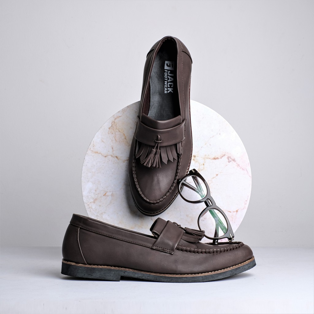 AARON BROWN - Sepatu Loafers Pria Kulit Kasual Klasik Formal Kerja Kuliah Pria/Cowok - Loafer