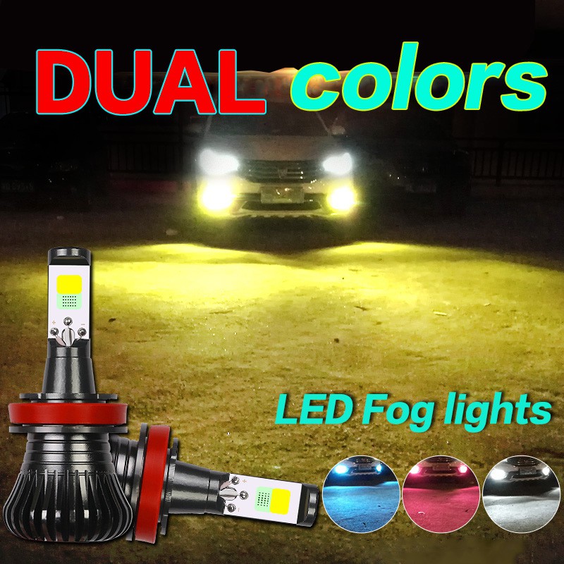 2pcs Lampu Kabut Led H1 H3 H4 H7 H11 9005 881 Dua Warna Untuk Mobil