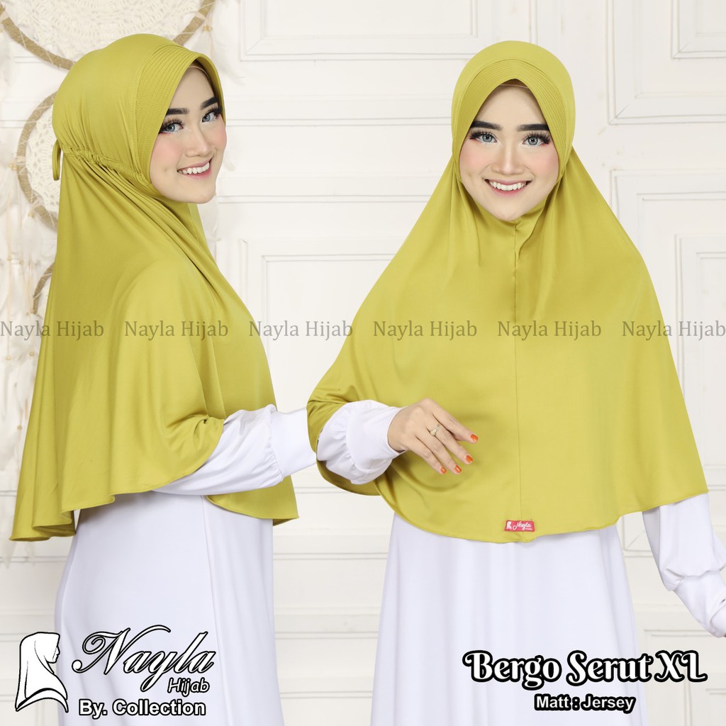 Jilbab Instan Bergo Serut M,L,XL Kerudung Instan Bergo Serut Original Nayla Hijab Bergo Serut Nayla Hija'b