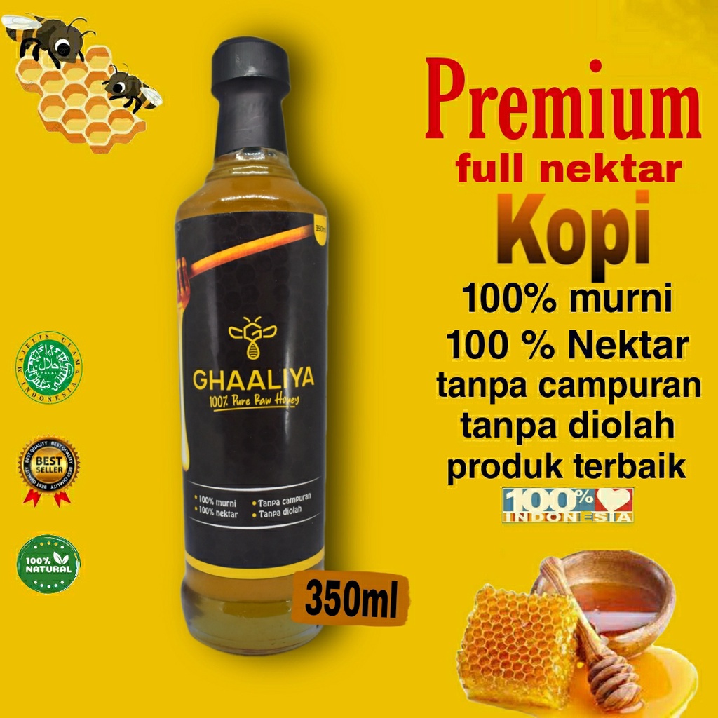 

Madu Ghaaliya Murni Asli 100% Nektar Bunga kopi premium terbaik 350ml / 465gr original