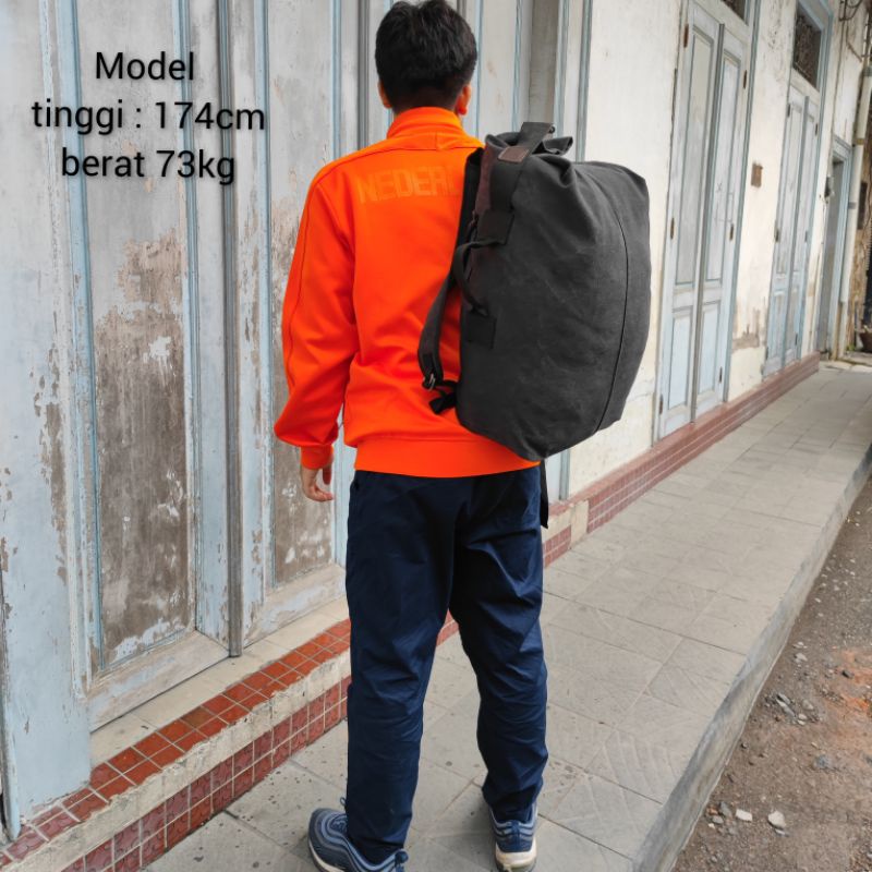 TP01 Tas Ransel Travelling Besar Kain Kanvas Hiking Impor Keren Modis Army Tactical