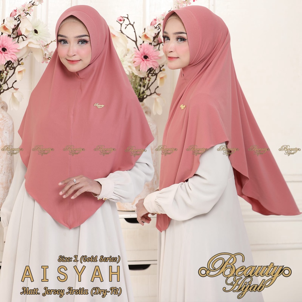 hijab jilbab instan AISYAH L GOLD SERIES hijab instan jersey arsila bergo pet instan gold ori