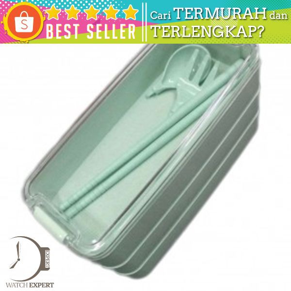 CPLIFE Kotak Makan 3 Layer Healthy Bento Lunch Box 900ml with Spoon &amp; Fork - NXM144 - Green