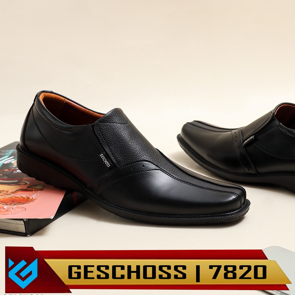 GESCHOSS FULL BLACK | Sepatu Pantofel Pria Pantofel Hitam Pria Sepatu Pantopel Fantofel Kulit Kerja Formal Murah