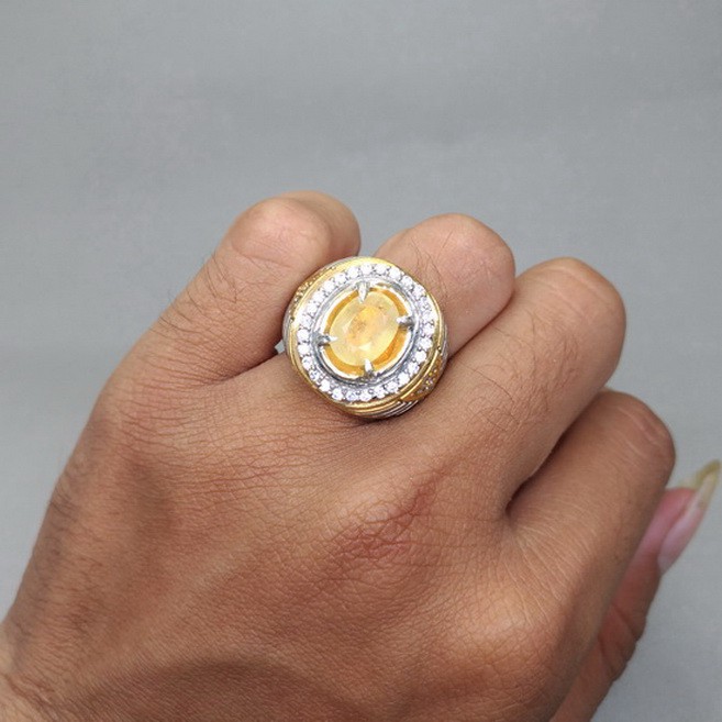 Cincin Batu Akik yakut Kuning Bagus Berkualitas Asli