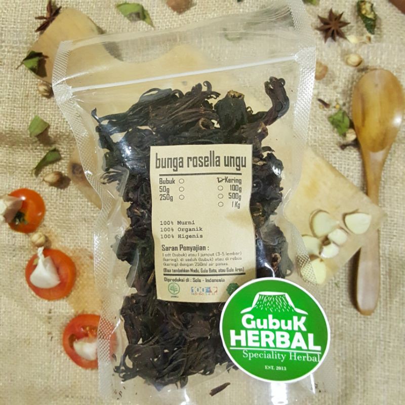 

BUNGA ROSELLA UNGU KERING 50gr- Hibiscus Sabdariffah - MURNI - JSR - REMPAH