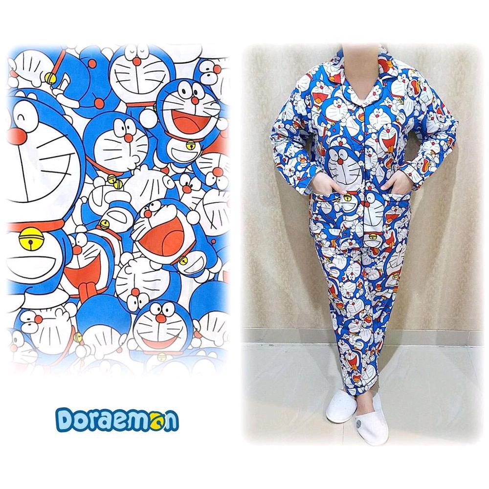 BESS - Piyama CP &amp; PP / Stelan Baju Tidur Murah / Corak DORAEMON ACAK