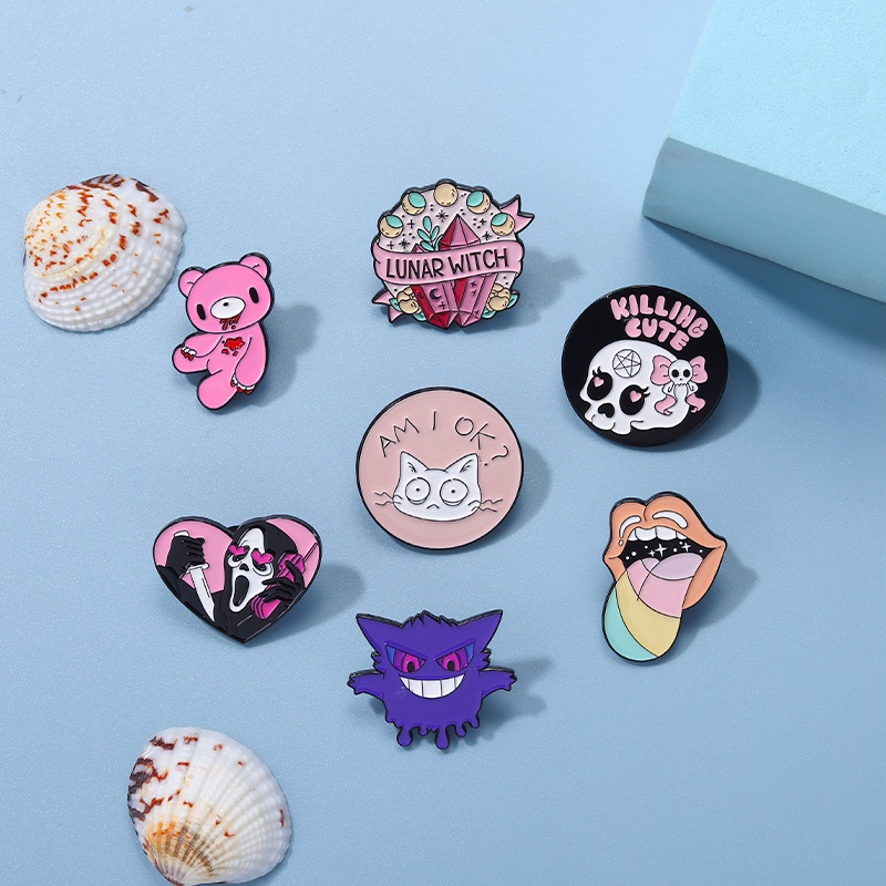 Bros Pin Enamel Desain Gengar Warna-Warni Gaya Punk Untuk Aksesoris Pakaian