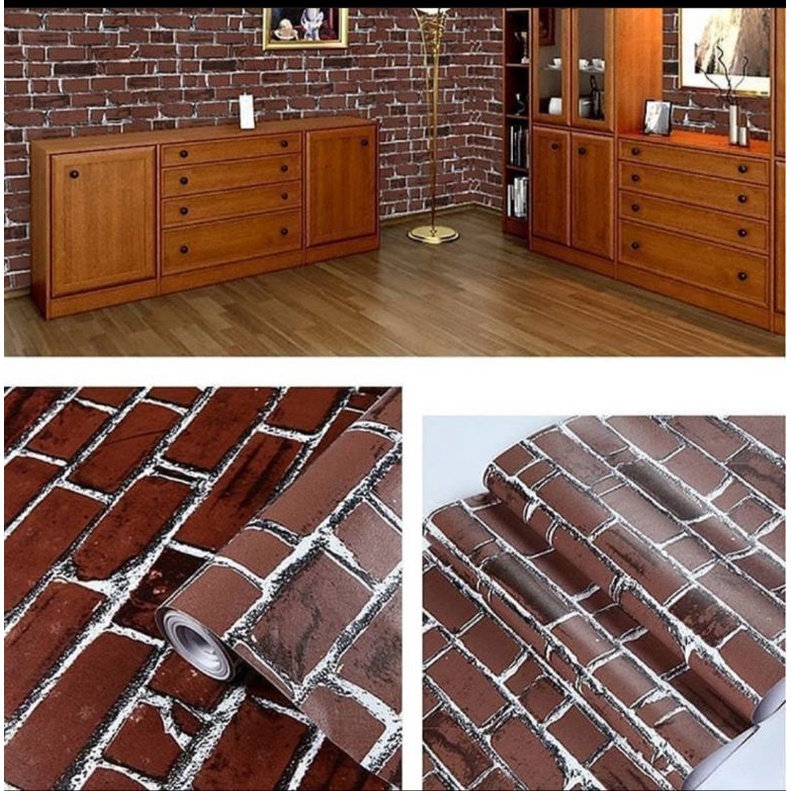 Wallpaper dinding bata coklat tua