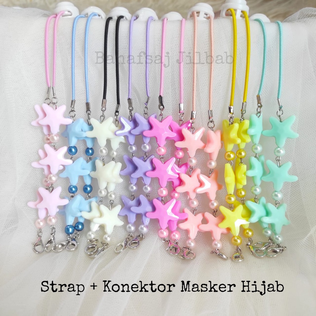STRAP MASKER KONEKTOR HIJAB 2IN1 MANIK BINTANG LAUT TALI ELASTIS KOREA