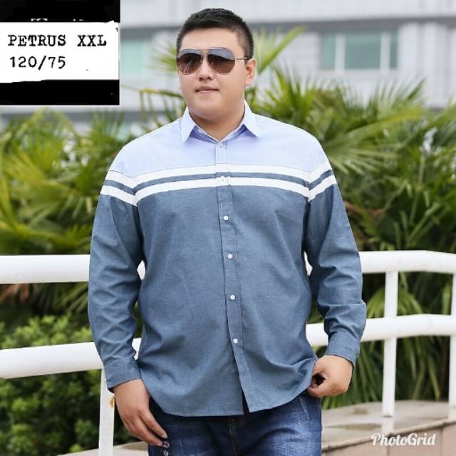 TOTOTAshop.Kemeja BIG SIZE PETRUS XXL &amp; 3XL,Bahan cotton popline will,Lengan panjang