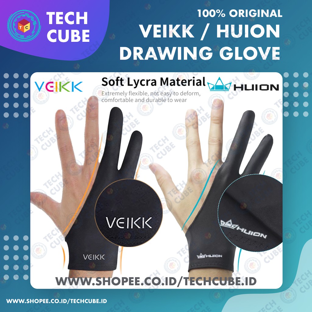 Veikk Huion Drawing Glove Sarung Tangan Gambar Untuk Menggambar Pen Tablet