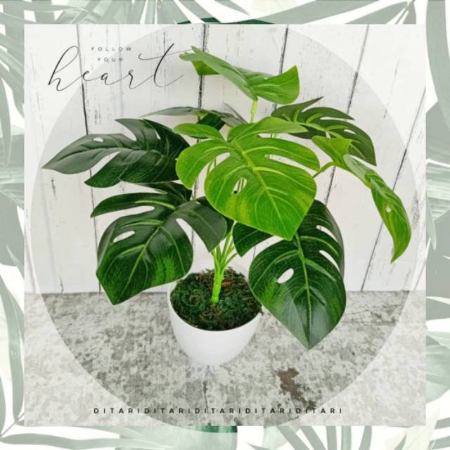 Monstera DAUN MONSTERA BUNGA PLASTIK ARTIFICIAL DAUN PALSU DAUN RAMBAT DEKORASI RUMAH