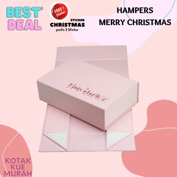 

PROMO HAMPERS NATAL/GIFT BOX/ KOTAK PARSEL/ HARDBOX MERRY CHRISTMAS - Baby Pink