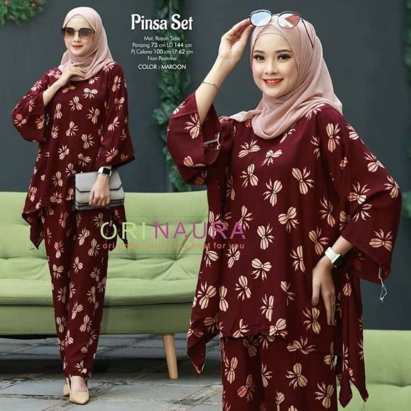 One Set Jumbo Waka Waka Pinsa Setelan Wanita Tie Dye Rayon Premium Set Celana Panjang Bigsize LD 130