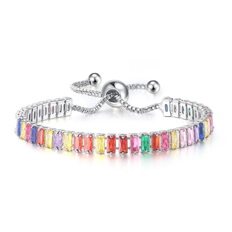 Gelang Rantai Tennis Adjustable Hias Zircon Untuk Wanita