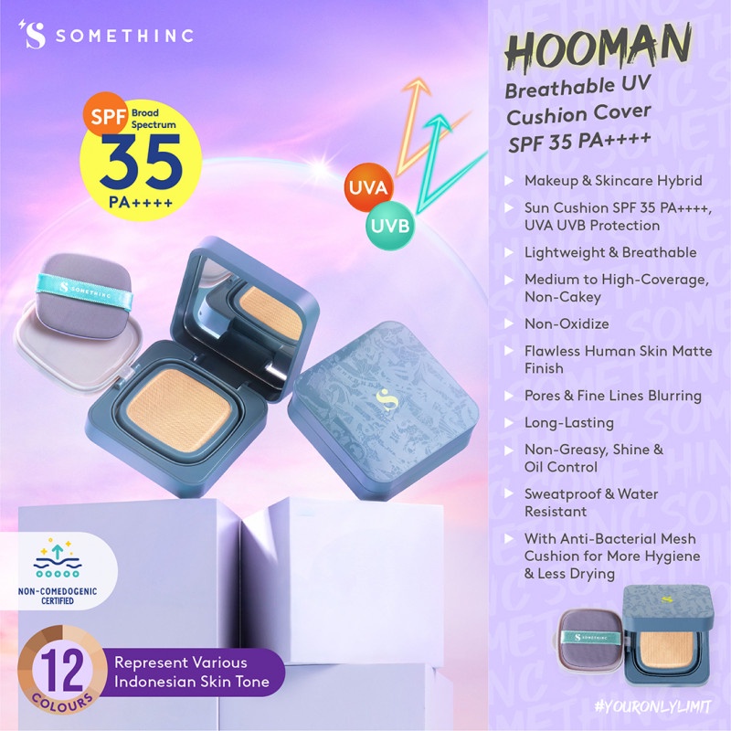 ❤️ Cloudy ❤️ Somethinc Hooman Breathable UV Cushion Cover SPF 35 PA++++ - Cushion Matte Finish Original / Cushion High Coverage