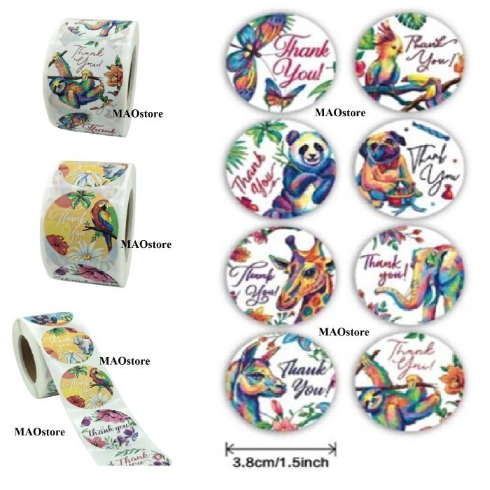 

MAOSTORE 8 STIKER THANK YOU WEDDING ANIMAL SRW33