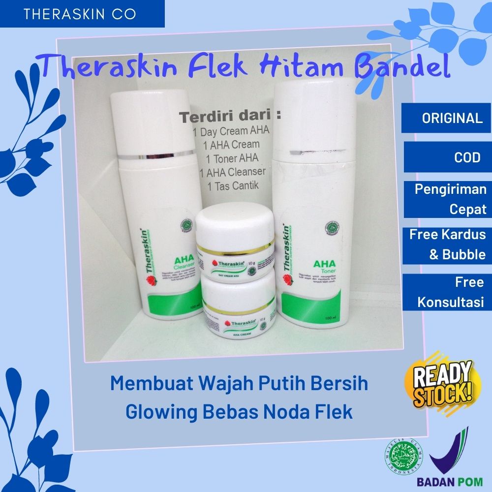 Paket Theraskin Teraskin Traskin Cream Krim Flek Flex Plek AHA Series Hitam Membandel Bandel Parah B