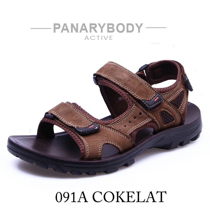 Sandal Pria Kasual sandal Gunung cowok Kulit Asli Trendy Terkini Terbaru Ringan Antislip Sendal Pria