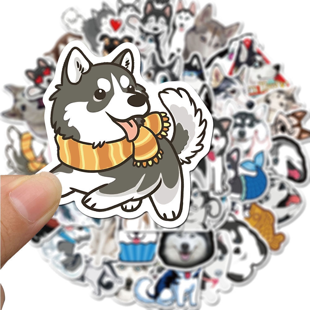 50pcs Pack Animal Pet Siberian Husky Stickers For Skateboard Guitar Motorcycle Laptop Waterproof Waterproof Sticker Toy Decals