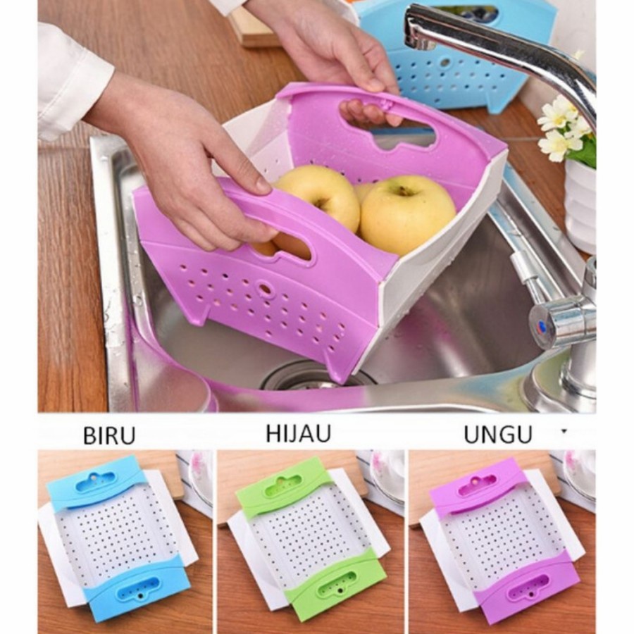 Keranjang Tirisan Lipat Tempat Cuci Buah Sayur Serbaguna Alat Dapur Portable Multifungsi Perlengkapan Rumah Tangga Fruits Basket