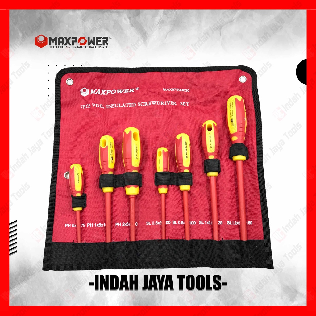 MAXPOWER Obeng Listrik Set 7 Pcs - Insulated Screwdriver Set