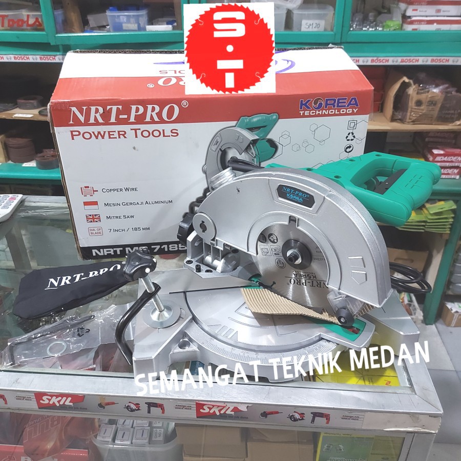 MS7185HD CROSSCUT MITERSAW MITER SAW ALUMINIUM KAYU 7" NRT PRO MS 7185
