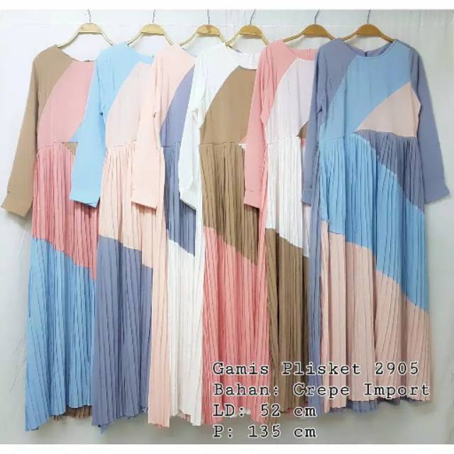 GAMIS PLISKET IMPORT CREPE TERBARU ORIGINAL